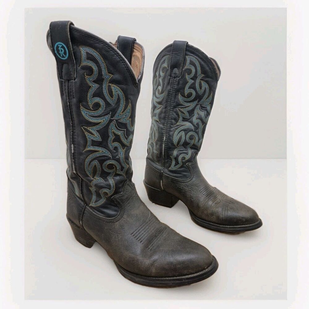 Tony Lama Cowboy Boots Men’s Size  8.5D RR4006 Black Leather